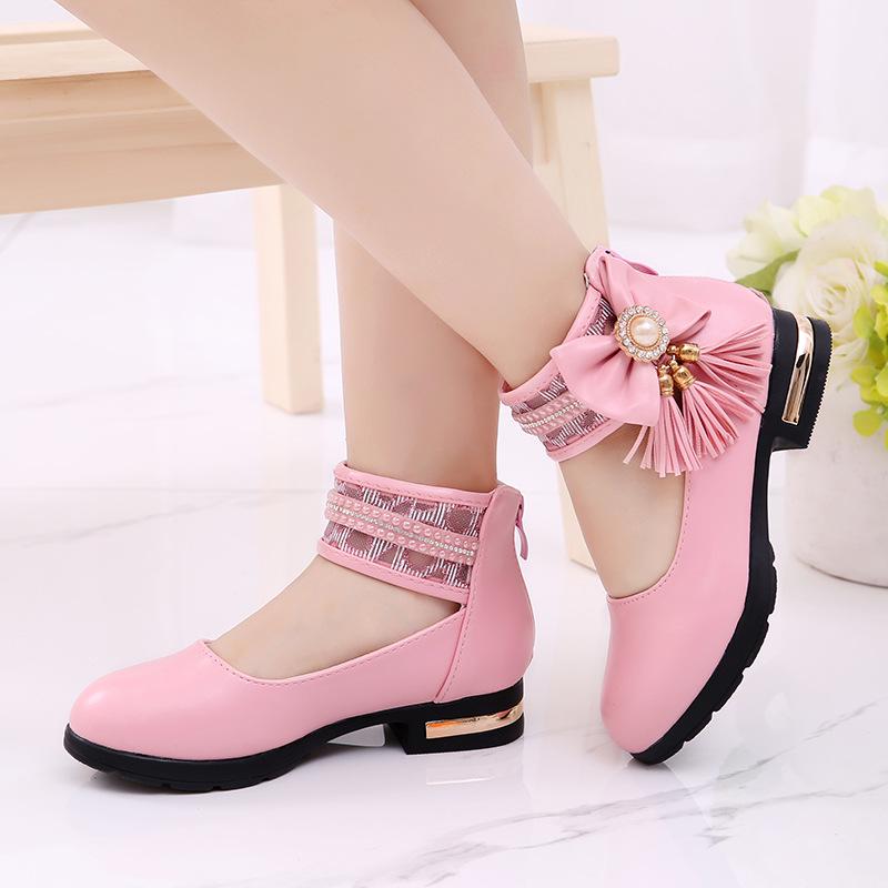 Acioa Children's Shoes Girls' Shoes Spring and Autumn New Fashion Soft Bottom Princess Shoes Middle and Big Children Students' Single Shoes