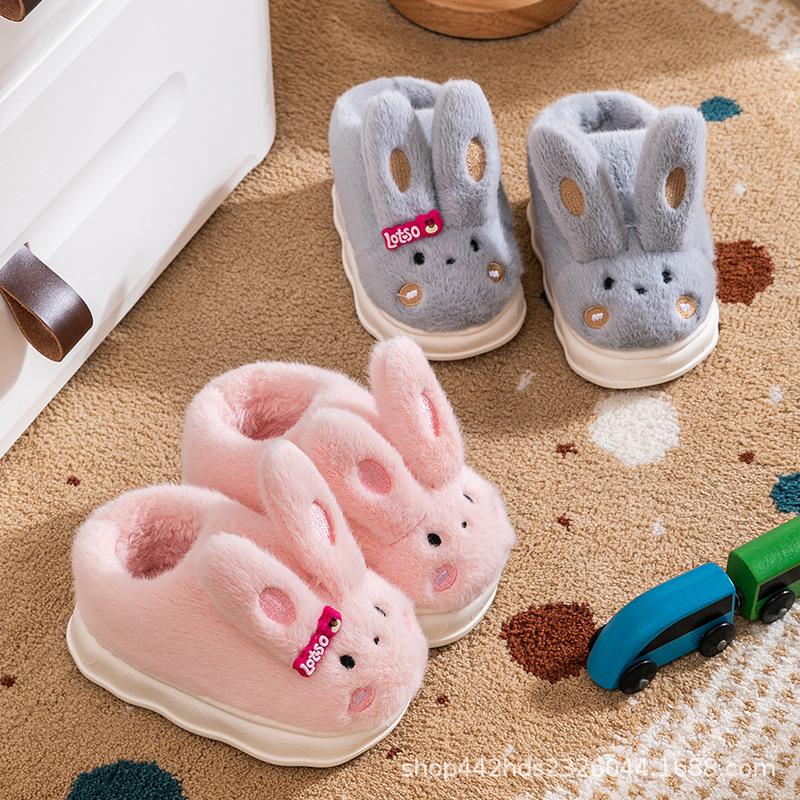 91530326MAC32EC66D Children's Cotton Shoes Women's Baby's Bag Heel Autumn and Winter Girls Cute Rabbit Indoor Non-Slip Young Children Plush Cotton