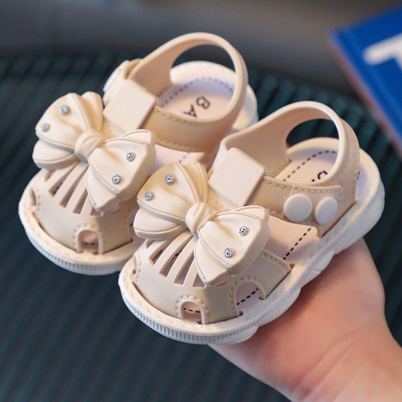 Topzeros Solid Bow Children's Summer Shoes Cute PVC Beach Non Slip Sandals Baby Girls Footwear Soft Infant Kids Sandals