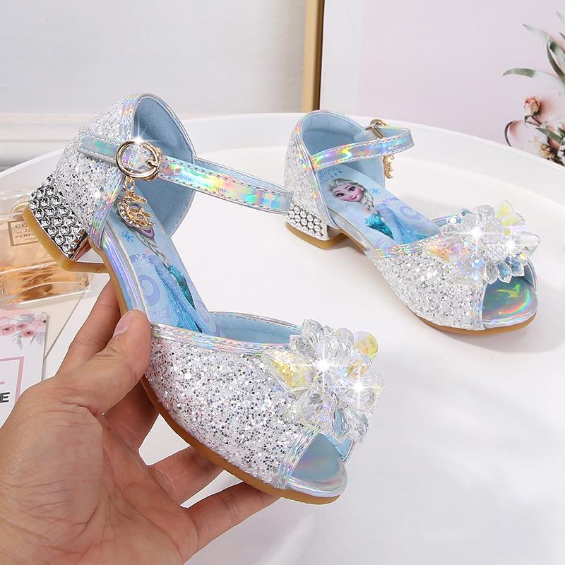 XIAO LITING Girls' Princess Shoes Children's Baby Single Shoes High Heel Bow Leather Shoes