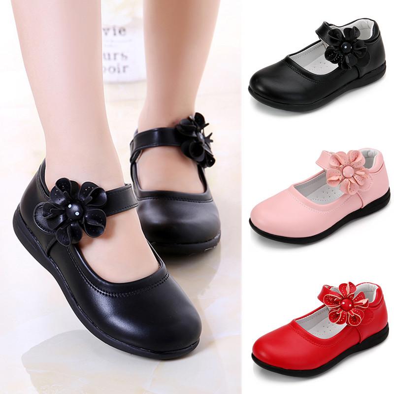 Kangfa Girls Pu Leather Shoes Student Flat Shoes Children's Performance Shoes