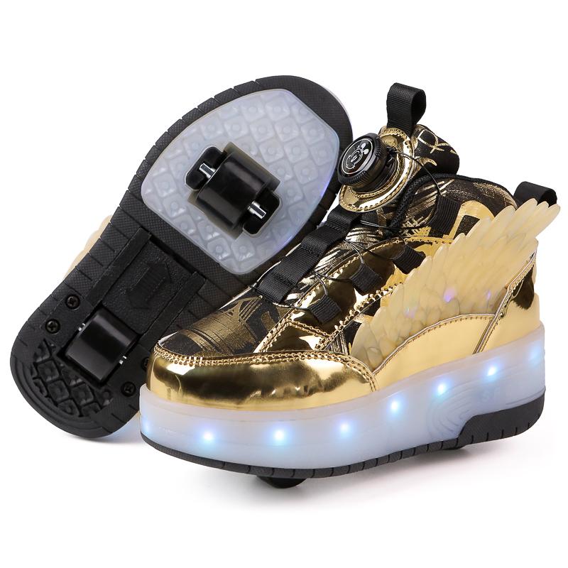 TUINANLE Kids Led Shoes Children’s Two Wheels Luminous Glowing Sneakers Heels Skate Shoes Boys Girls
