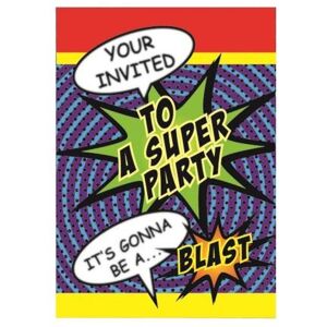 Bristol Novelty Super Hero Party Invitations (Pack Of 8)