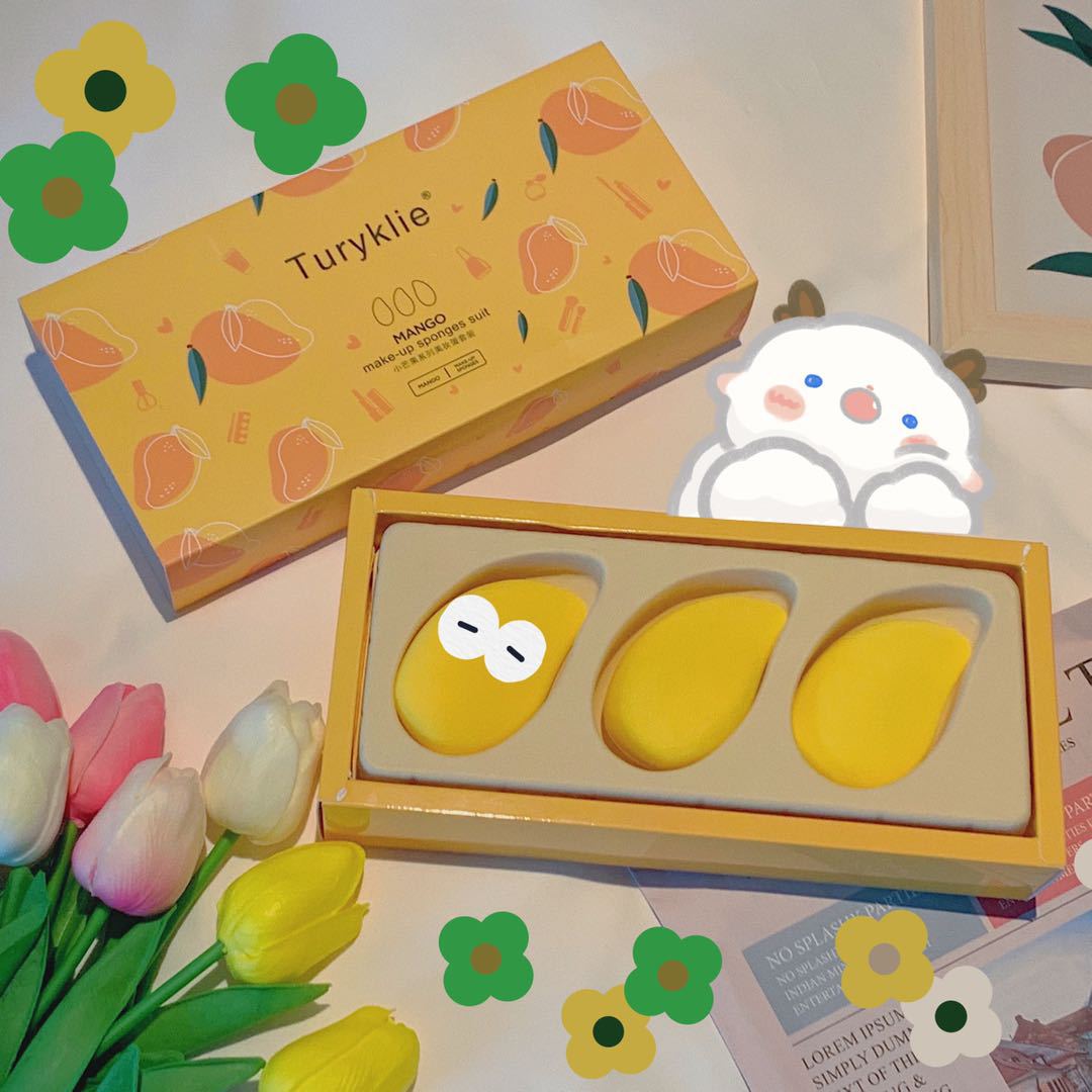 Cosmetology Cosmetics Mango Series Beauty Egg Set No Powder Sponge Egg Precise Makeup Tool