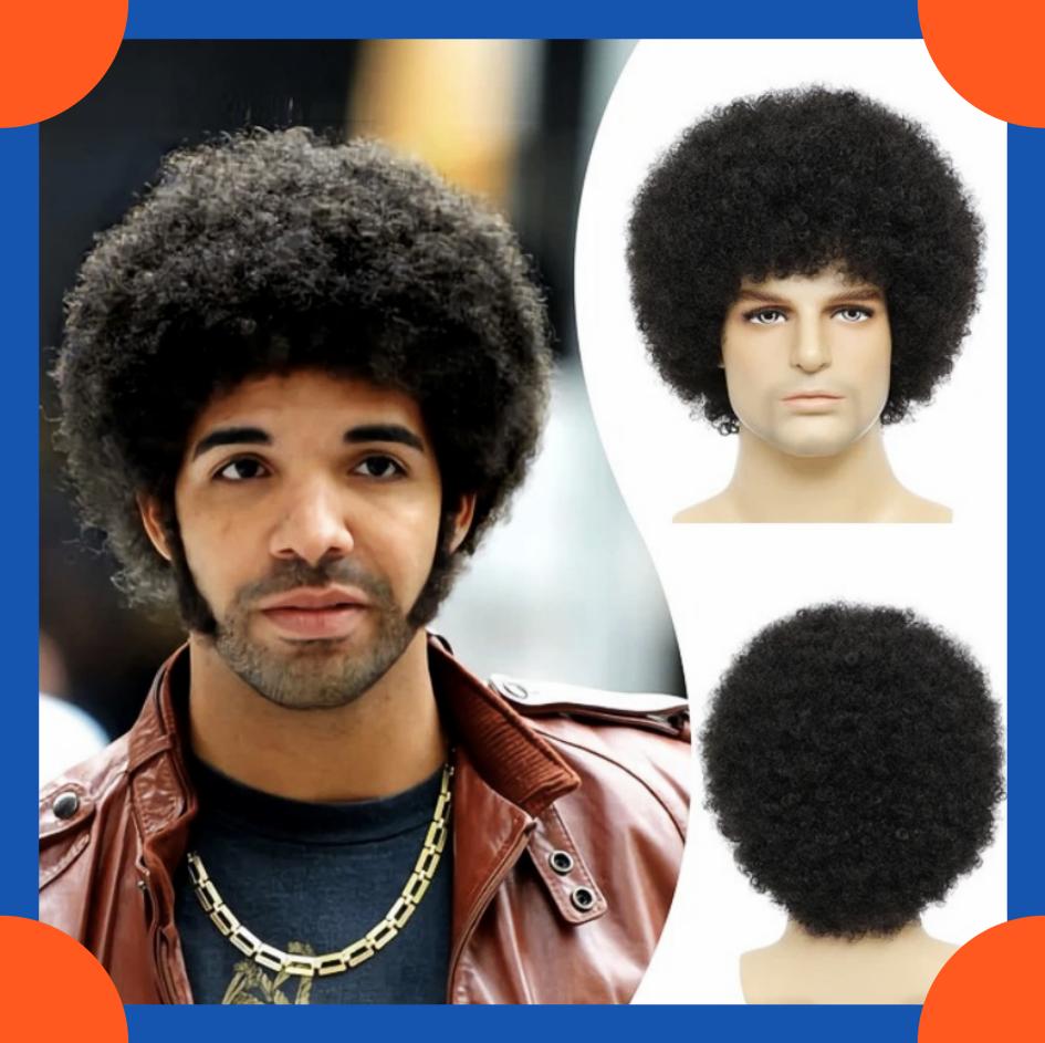 VIBELY African Fashion Wigs Men's Short Wavy Curly Wig HW800