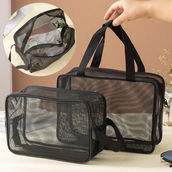 Bag Accessorries Cosmetic Storage Bag Hollow Out Visible Large Capacity Great Load Bearing Mesh Shower Bag Portable Toiletry Organizer Quick-Dry Gym Camping