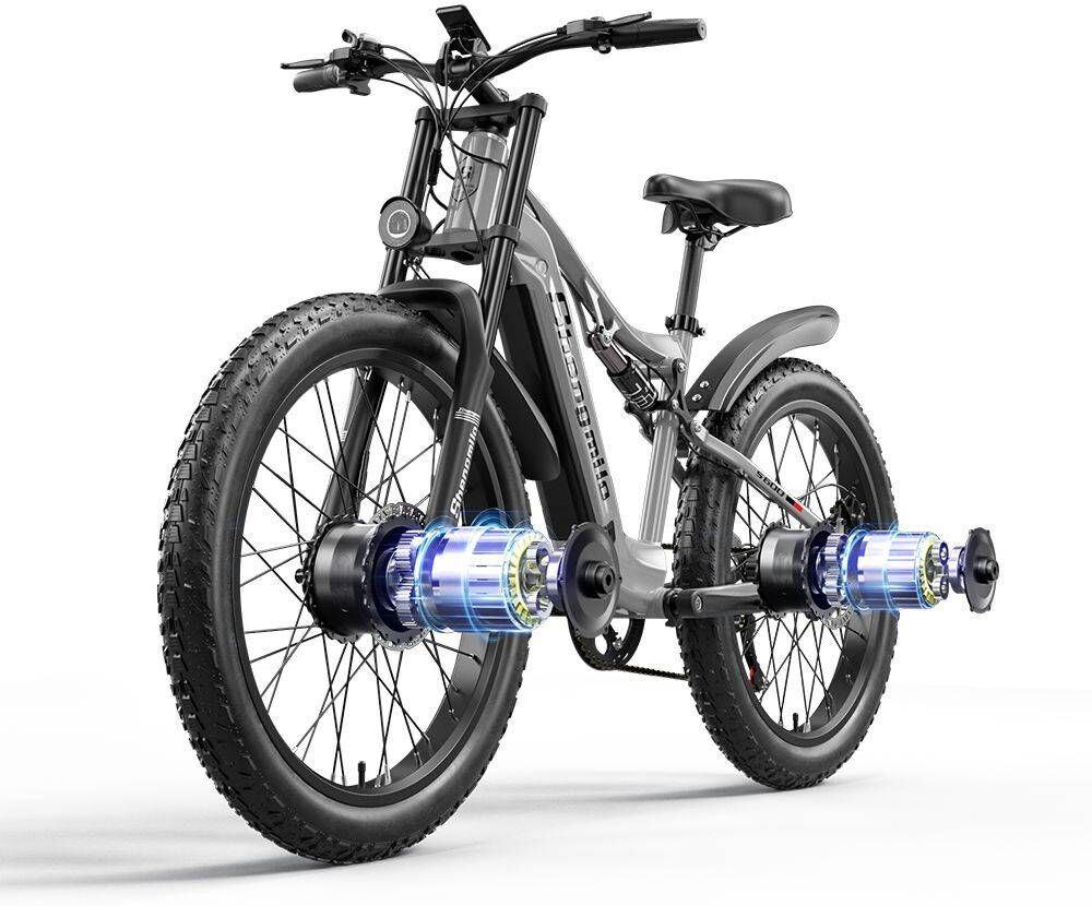 Shengmilo S600 Adult 2000W Electric Bicycle With Two Motors, 840WH SAMSUNG Battery, 26 Inch Wide Tyre Mountain Electric Bike,Ebike,Porsche Matte Grey