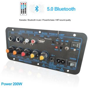 Pide 200W AC 220V 12V 24V Digital Bluetooth Stereo Amplifier Board Subwoofer Dual Microphone Karaoke Amplifiers For 8-12 Inch Speaker