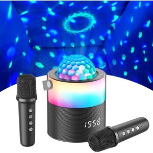 Bobo Life Karaoke Machine, Mini Portable Bluetooth Speaker Wireless with 2 Wireless Mics for Adults Kids Singing Machine, Disco LED Lights for Party