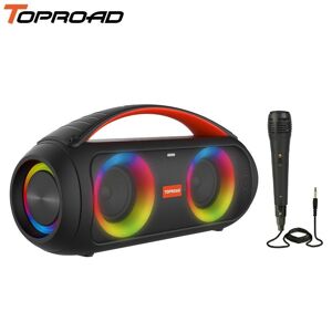 TOPROAD 40W Portable Bluetooth Speaker Waterproof Wireless Stereo Bass Home Party Boombox Outdoor Big Column Support FM Radio LED Lights