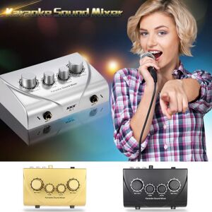 TOMTOP JMS Karaoke Sound Mixer Dual Mic Inputs With Cable N-1 Silver US Plug