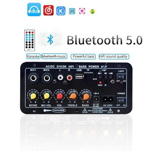 Y-Beautiful 12V 24V Subwoofer Digital Power Amplifier Board Audio Stereo Bluetooth 5.0 Dual Microphone Karaoke Amplifier