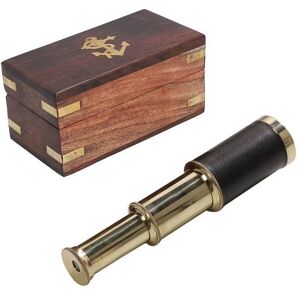 ROYAL HANDICRAFT 15.24 cm Telescope with Black Leather Stitched  With Wooden Box