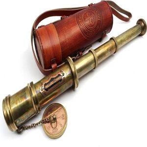 ROYAL HANDICRAFT Antique Telescope/Spyglass Replica in Leather Box (Dollond London's)