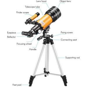 TOMTOP JMS 15X-150X 70mm Large Aperture Astronomic Refracting Monocular Telescope with Tripod Eyepiece Dust