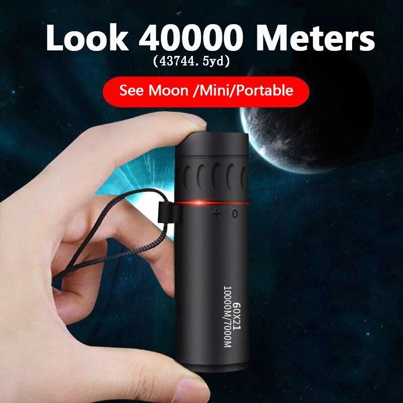 Binchi Outdoor Equipment 60X21 Mini Monocular Telescope HD 10000 Meters Portable High Quality Eyepiece Binoculars FMC In Pocket For Outdoor Camping