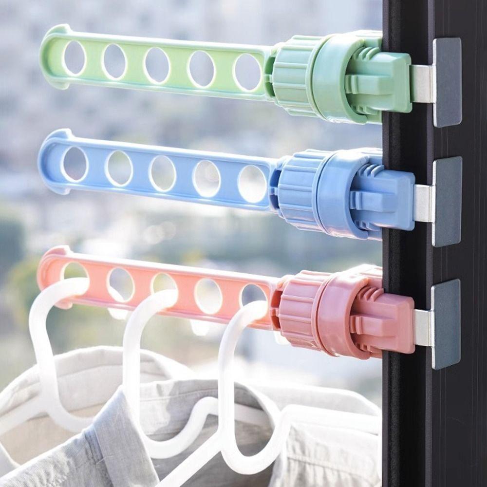 FSshinanhai Snap-on Clothing Rack Space Saving Drying Rack New 5/6Holes Window Clothes Hanger