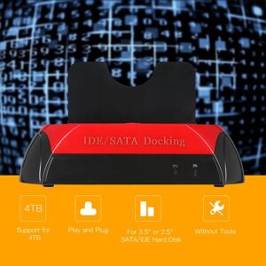 TOMTOP JMS HDD Docking Station Dual Hard Disk Drive Docking Station Base for 2.5 Inch 3.5 Inch IDE/SATA USB 2.0