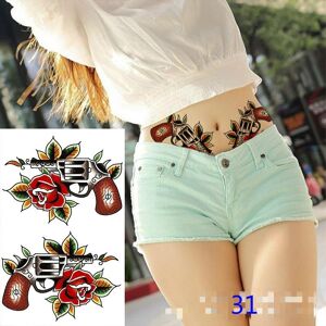 XCX2 1PC Temporary Tattoo Women Body Art Painting Double Gun Fake Floral Floral Girl Body Chest Shoulder Art Tattoo