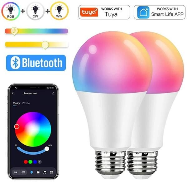 CHN Best Deals 1PCS Tuya E27 Bluetooth Smart Bulb RGB+WW+CW Smart Light Bulbs APP Remote Control Led Lamp Smart Home Decor