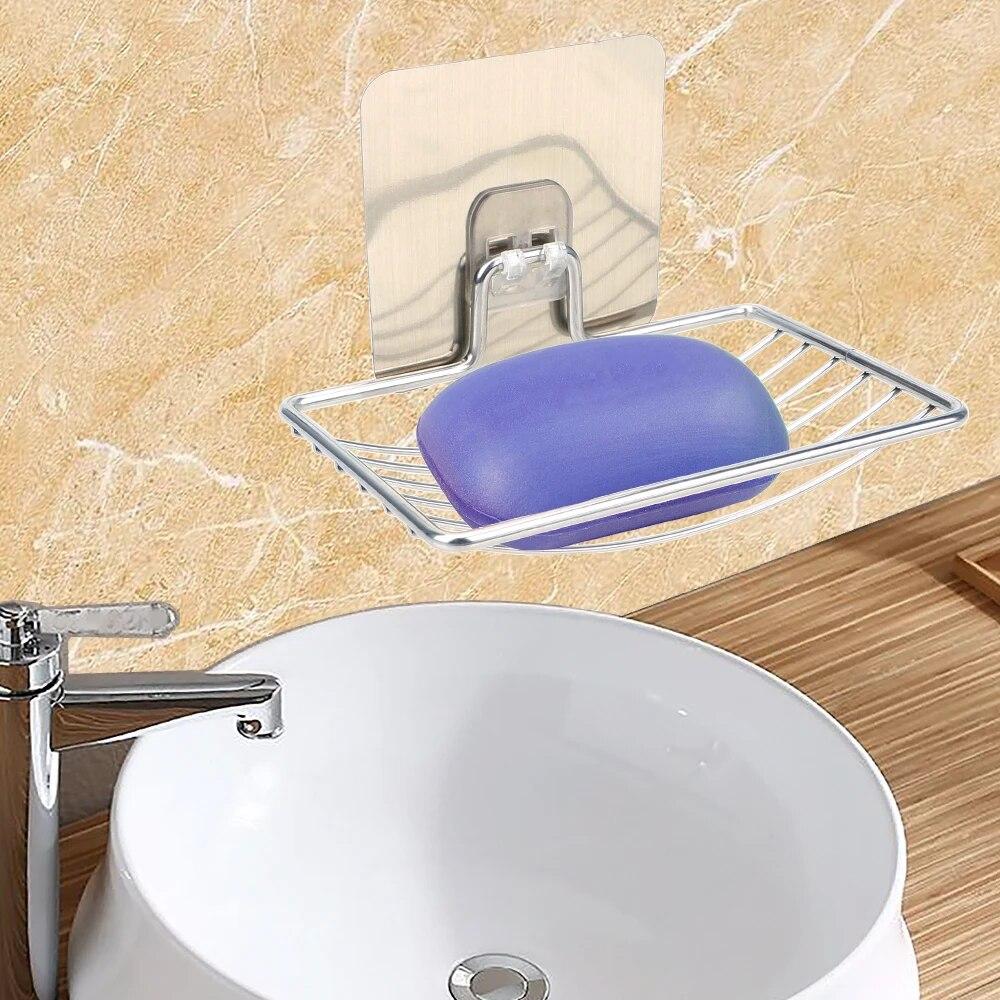 MTMA Bathroom Tray Wall Storage Rack Holder Self Adhesive Steel Soap Dish Stainless Steel Soap Rack