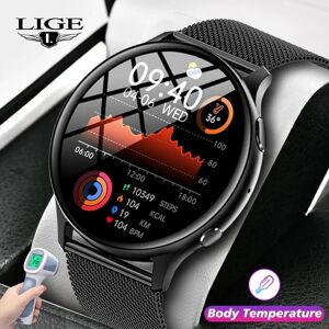 LIGE Body Temperature Measurement Smartwatch IPS HD Screen AI Voice Assistant Wristband New Bluetooth Call Women Men Smart Watch