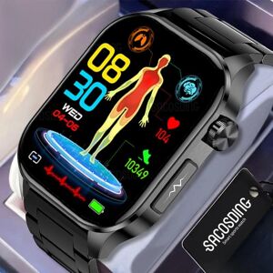 SACOSDING Smart Watch Men 2.04inch AMOLED Large Screen Bluetooth Call ECG Blood Pressure Blood Oxygen Health Monitor SOS Smartwatch