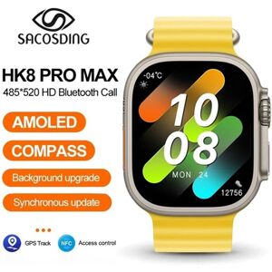 SACOSDING Smart Watch HK8 Pro MAX Smart Watch Series 8 49mm 2.12" AMOLED Screen High Refresh Rate Compass NFC Women Smartwatch Sports Fitness Bracelet