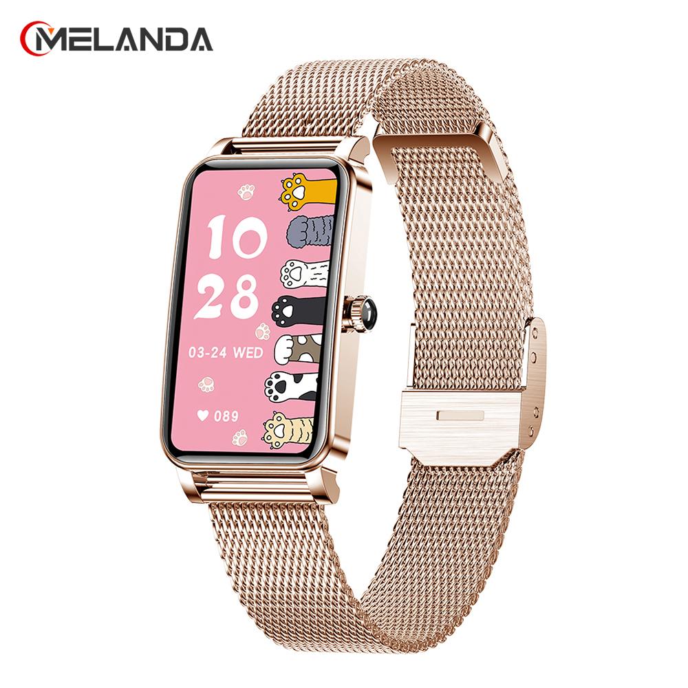 MELANDA Fashion Women Smart Watch Custom Dial Full Touch Screen IP68 Waterproof Smartwatch for Woman Lovely Bracelet Heart Rate Monitor