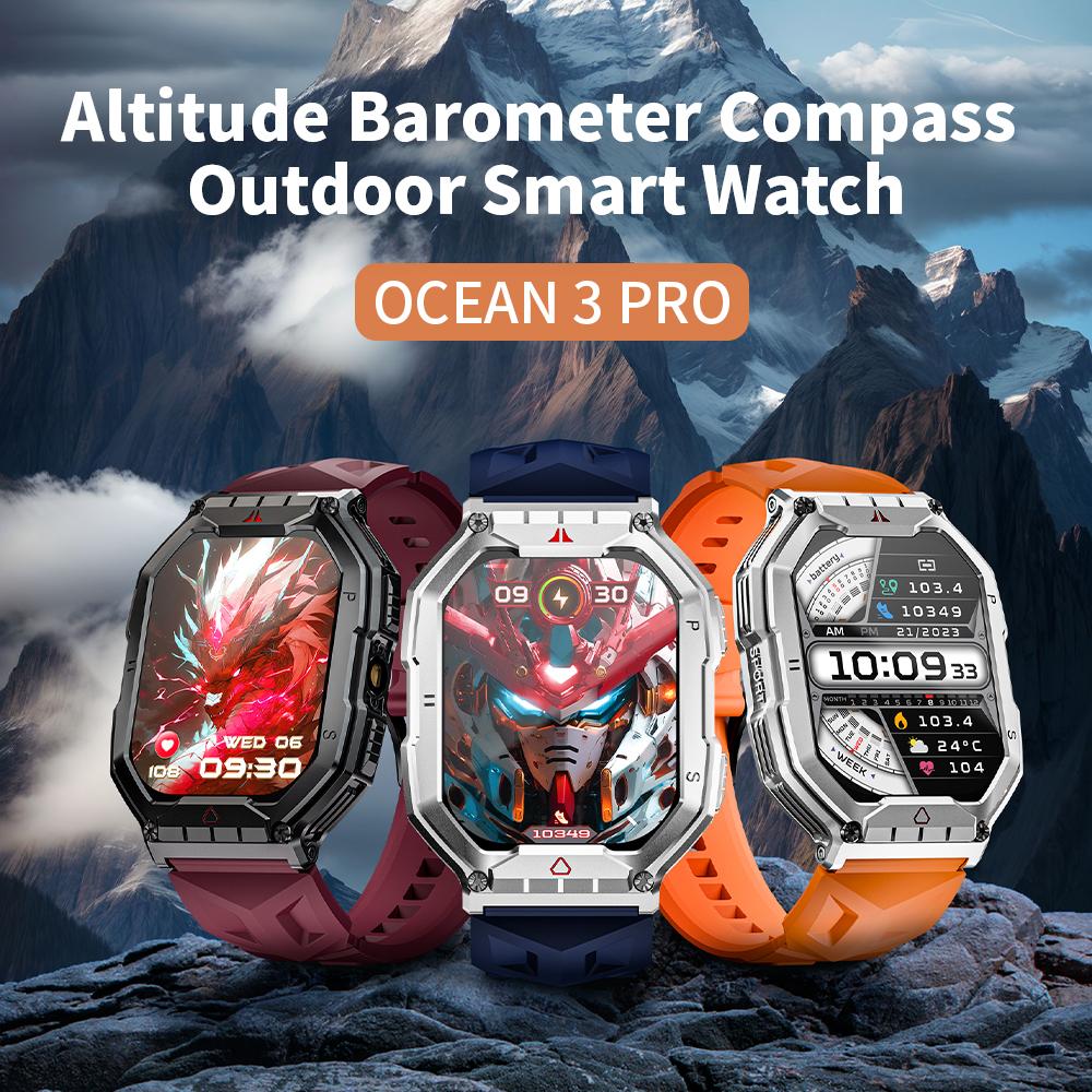 LOKMAT Ocean 3 Pro Sport Smart Watch Rugged Fitness Waterproof Smartwatches Heart Rate Monitor Full Touch Screen Watch