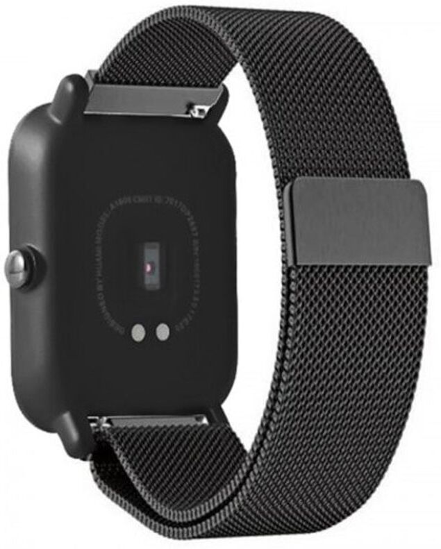 HOD Health&Home 20Mm Magnetic Mesh Watch Belt For Amazfit Youth Bit Jet Black