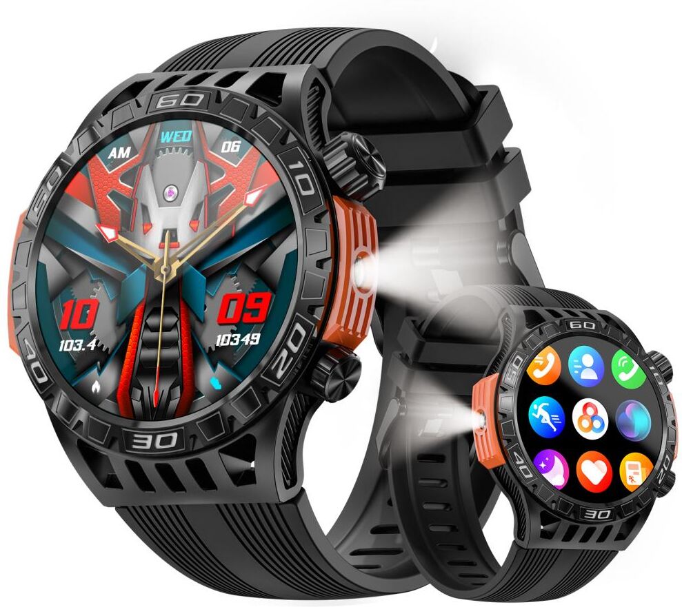 LOKMAT ZEUS 6 PRO Smart Watches Bluetooth Calls Flashlight Waterproof Smartwatches 1.46'' Screen Compass Sport Fitness Tracker