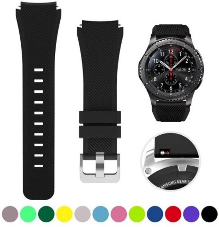 HOD Health&Home 22Mm Silicone Watch Band Wrist Strap For Samsung Gear S3 Frontier Classic Black