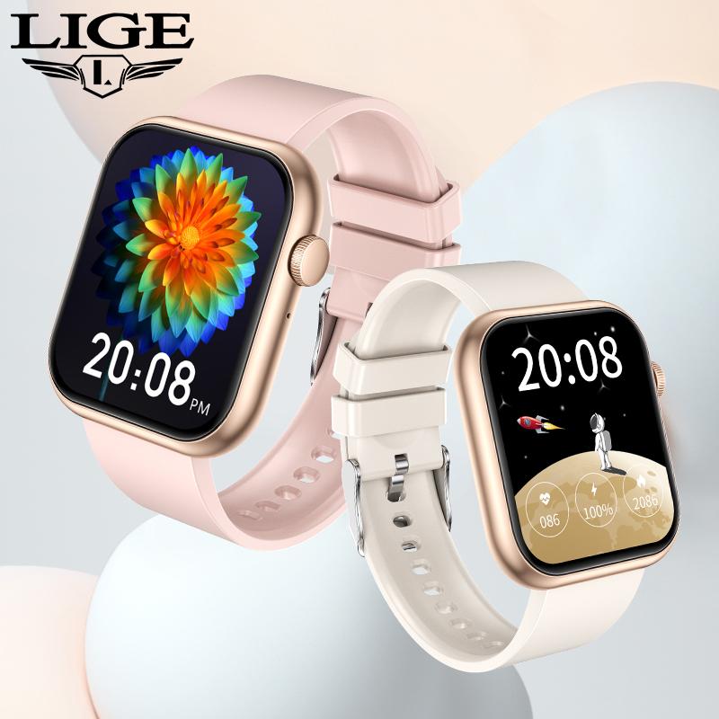 LIGE Fashion Women Smart Watch 2.0 Inches Large Screen Bluetooth Call Smart Watch  Outdoor Sports Waterproof Fitness Band Men Smart Watch