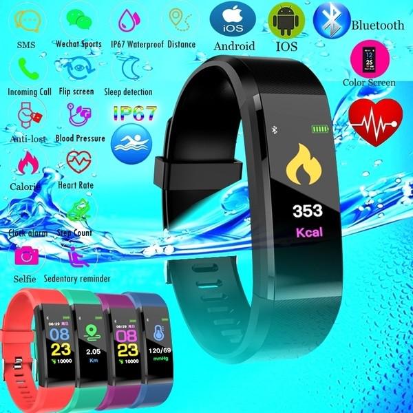 Electronic Welfare Mall New Smart Bracelet Watch 115 Plus Blood Pressure Heart Rate  Monitoring  Men Women Smart Wristband Fitness Band