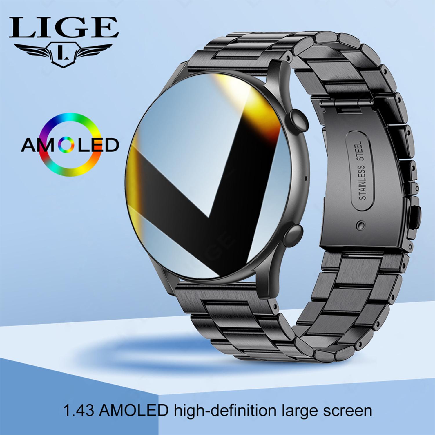 LIGE Smart Watch Bluetooth Call Voice Assistant Waterproof Smart Watch Outdoor Exercise Fitness Bracelet Suitable For Android IOS