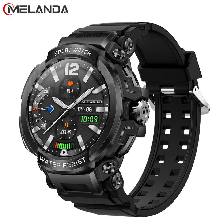 MELANDA 1.5" Bluetooth Call Smart Watch Men 120+ Sports Fitness Tracker Health Monitor Smartwatch For Android IOS 600mAh