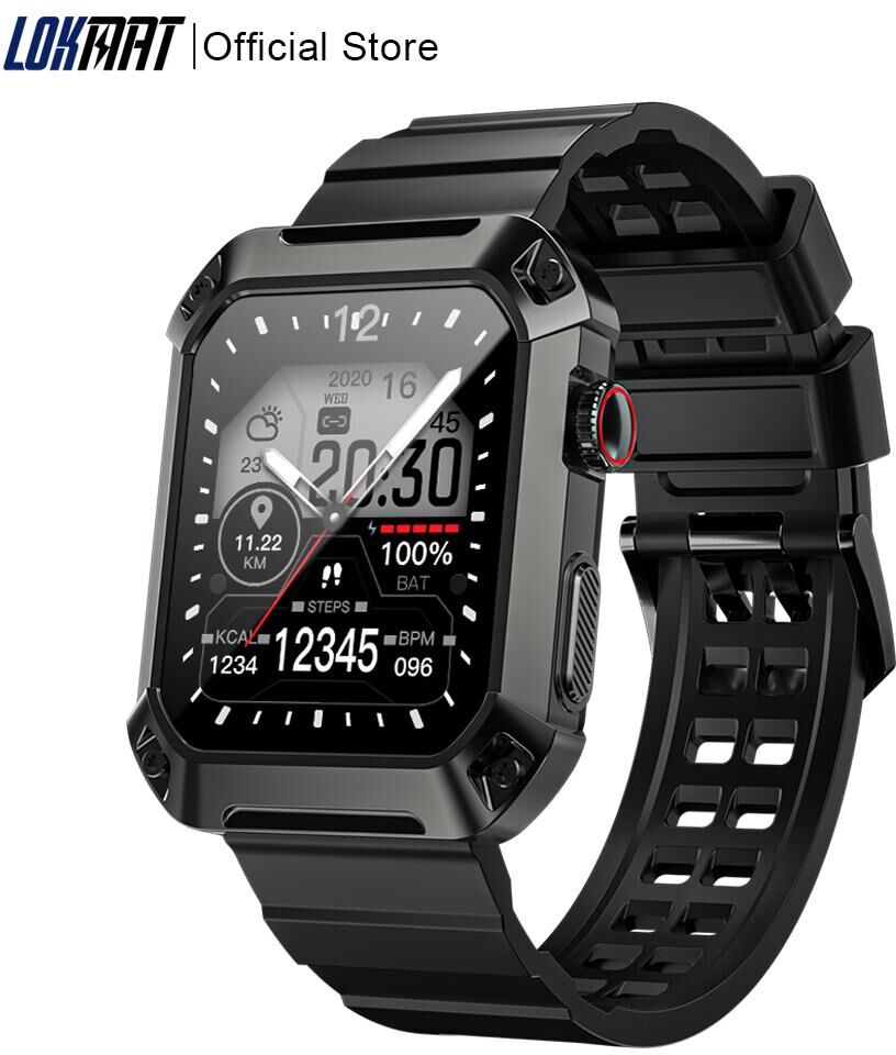 LOKMAT Sport Smart Watch Waterproof Bluetooth Calls Smartwatches 1.85 inch Touch Screen Heart Rate Monitor Fitness Tracker