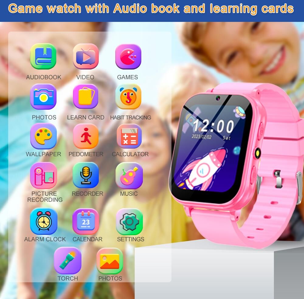 KGG Kids Smart Watch 22 Games Watch Kids Smart Watch Music Player Flashlight Pedometer Habit Tracking Children Smartwatch Boys Girls Gifts Call Clock