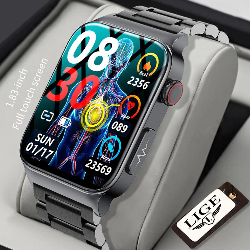 LIGE New Original Smartwatch Men ECG+PPG Heart Rate Blood Pressure Health Watches IP68 Waterproof Smart Watch Sport Clock