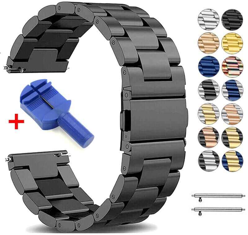 VA VA VOOM 22mm 20mm Metal Strap for Samsung Galaxy Watch 3 Huawei GT2/Amazfit GTR Stainless Steel Bracelet Wristband for Samsung Watch 4