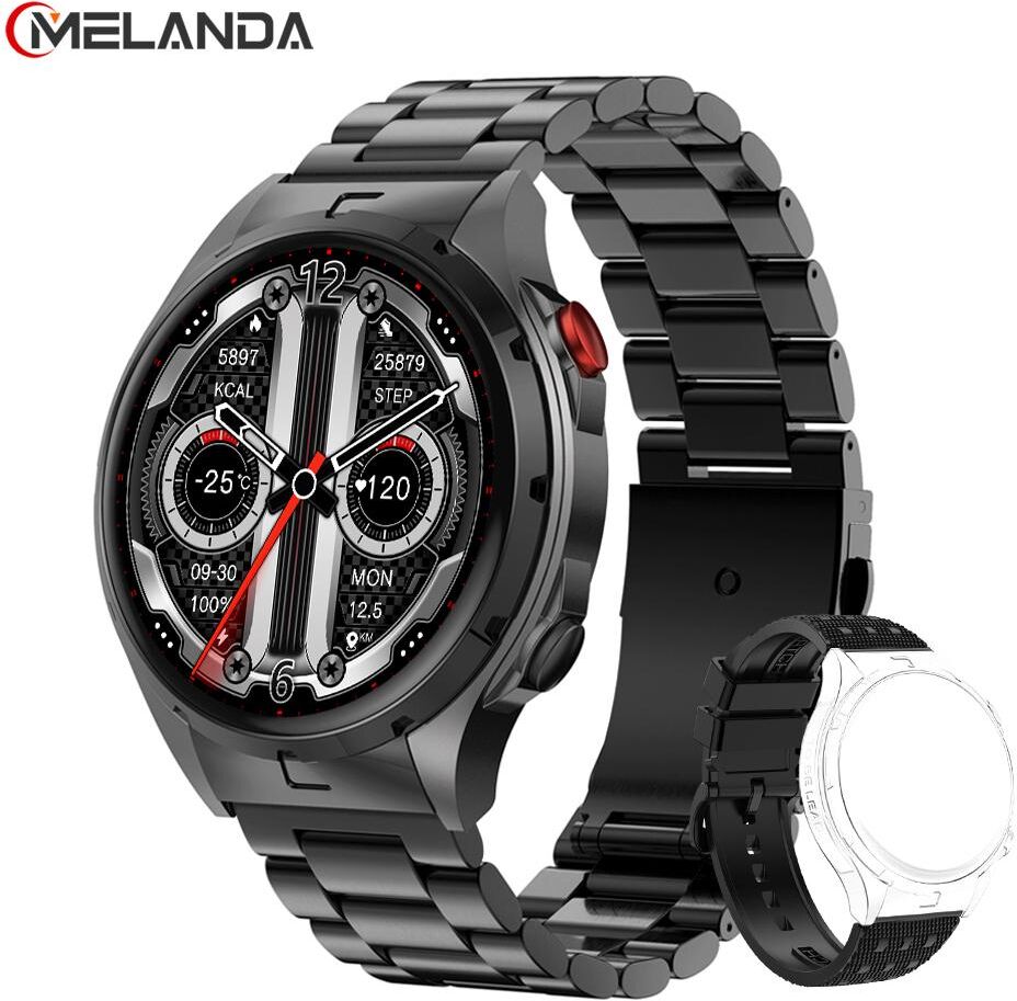 MELANDA 1.43 inch AMOLED Screen Bluetooth Call Music Smart Watch Men Sports Fitness Tracker  Waterproof Smartwatch For Android IOS EX102U