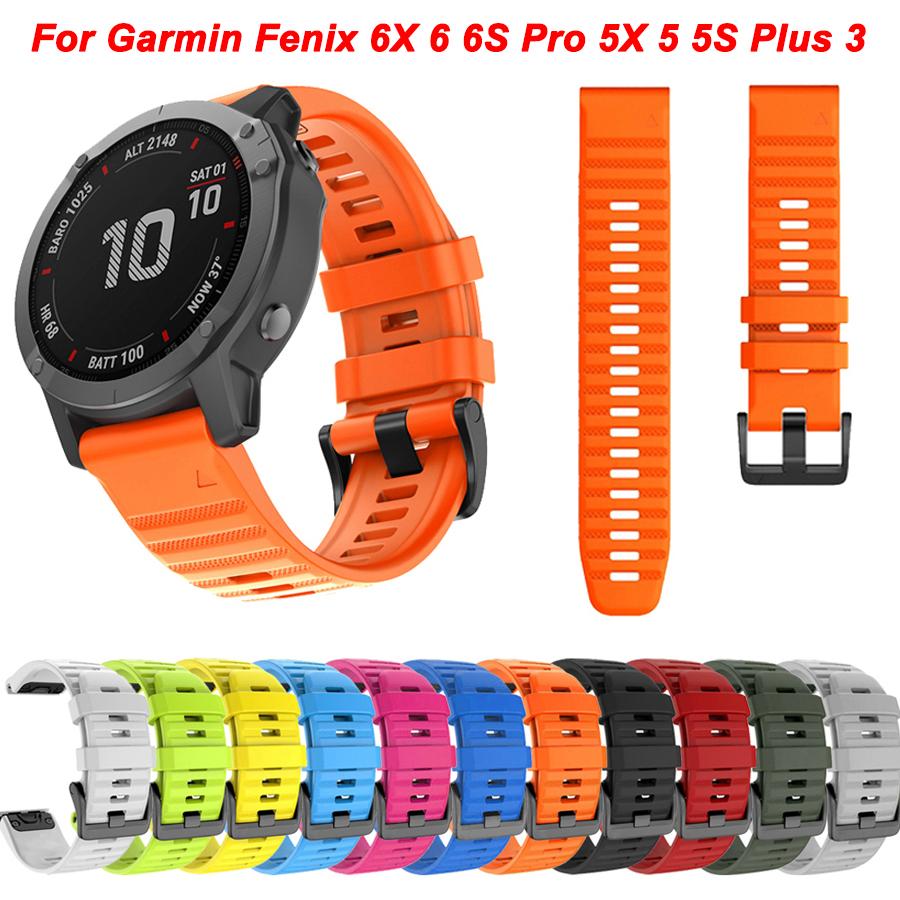 w-wo 26 22MM Silicone Watch Band Straps For Garmin Fenix 6X 6 6S Pro 7X 7 Easyfit Wristband Fenix 5 5X 5S Plus Smartwatch Bracelet