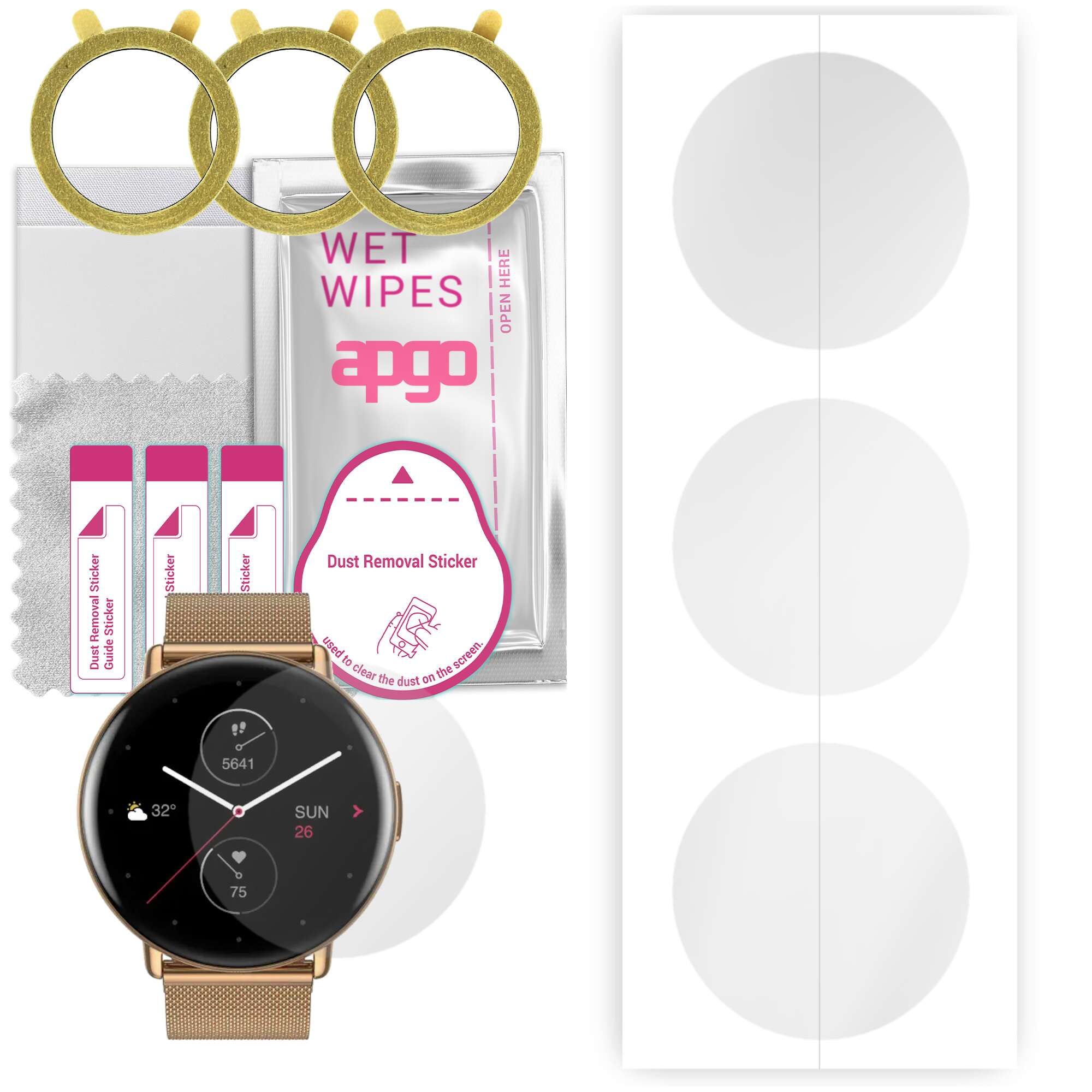 3x apgo Hydrogel Screen Protector for Amazfit Zepp E Circle Round Okrągły, Hydrogel Film, with positioning layer easy installation