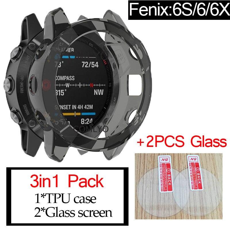 lucky001 3in1 Smart Protection Frame Shell for Garmin Fenix 6 6s 6x pro solar Watch Cases TPU Cover glass screen Protective film