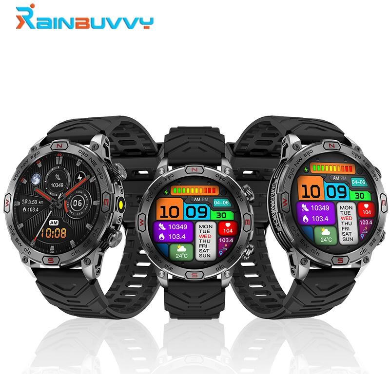 Rainbuvvy KC86 outdoor sports watch 1.43 inch screen Bluetooth call heart rate calories altitude pressure compass flashlight Bluetooth smart watch