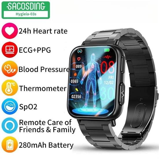 SACOSDING Smart Watch Men Heart Rate Body Temperature Blood Oxygen Flashlight Custom Watch Face IP68 Waterproof Smartwatch For Man