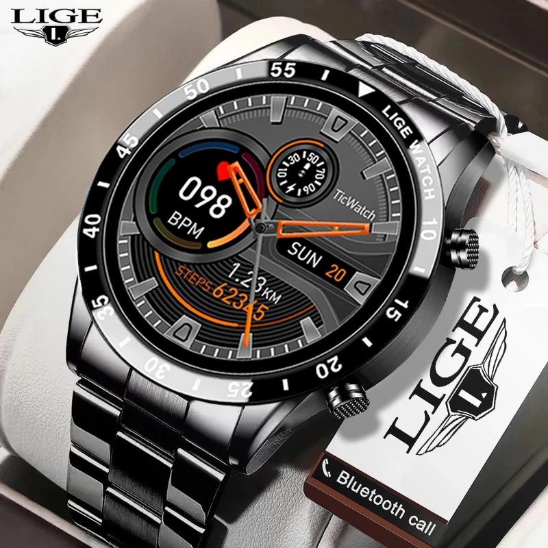 LIGE 2021 New Smart Watch Men Full Touch Screen Sports Fitness Watch IP67 Waterproof Bluetooth For Android ios smartwatch Mens