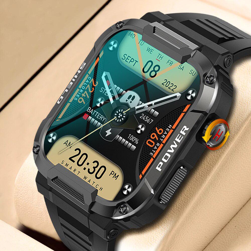 SACOSDING Smart Watch Smart Watch for Men Military Smart Watches IP68 Waterproof Smartwatch Bluetooth Call Outdoor Tactical Sports Rugged Fitness Tracker for iPhone Android