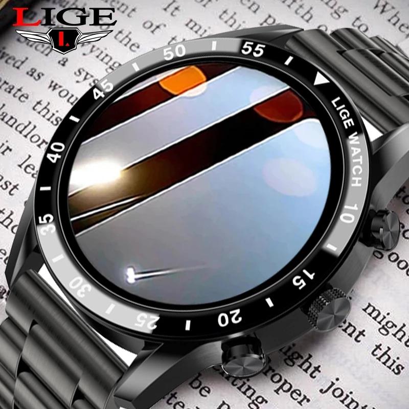 LIGE New Smart Watches Men Full Touch Screen Sports Fitness Watch Waterproof Bluetooth Call For Android ios smartwatch Mens+box